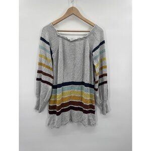 Jen's Pirate Booty Womens Medium Large Sweater Striped Sparkle Boho Chic Cozy